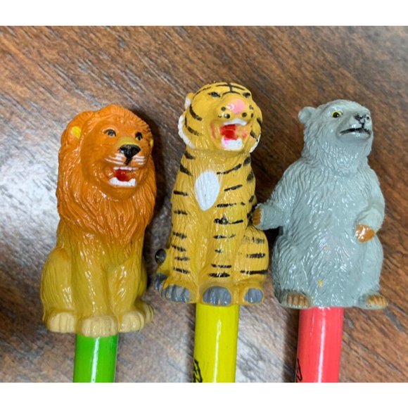 Vintage Pencils w/Toppers lot of 11 Russ Three Star Swallow Troll Animals NEW - Picture 3 of 14